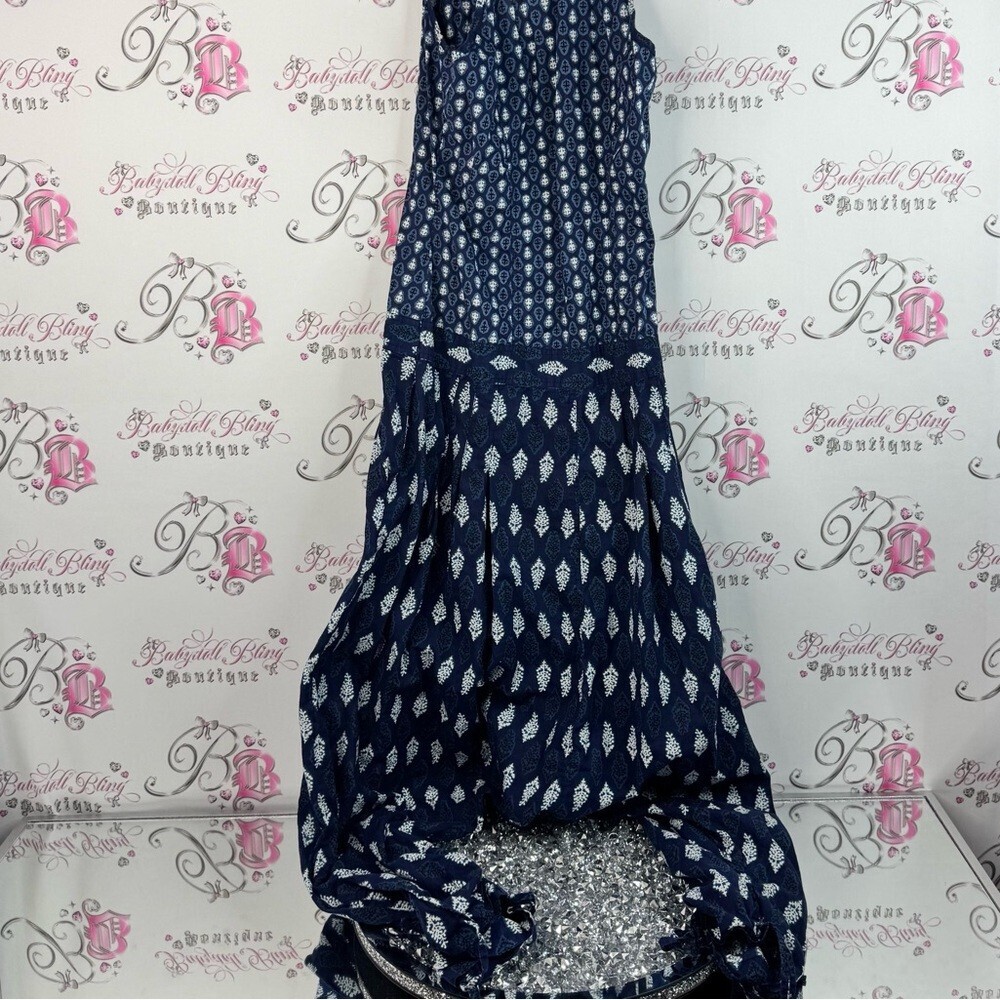 Desi weavess one piece jumper pants suit Blue Sleeveless Button-Down collared - Picture 4 of 16